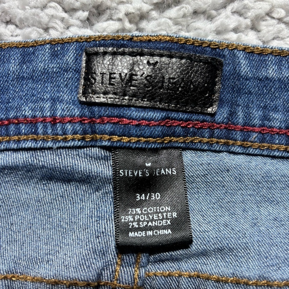 Men's Blue Denim Jeans - Classic Straight Fit - Picture 2 of 4
